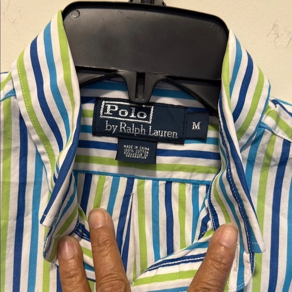 Polo by Ralph Lauren Blue and Green Casual Button Down Shirt